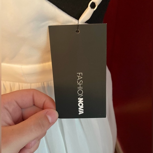 Fashion Nova Long White Mesh V neck Formal Dress - Picture 2 of 3